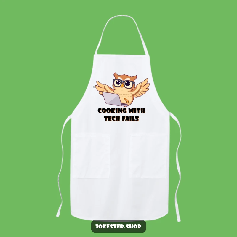 Funny Owl Apron: Kitchen Tech Humor, Unique Gift!