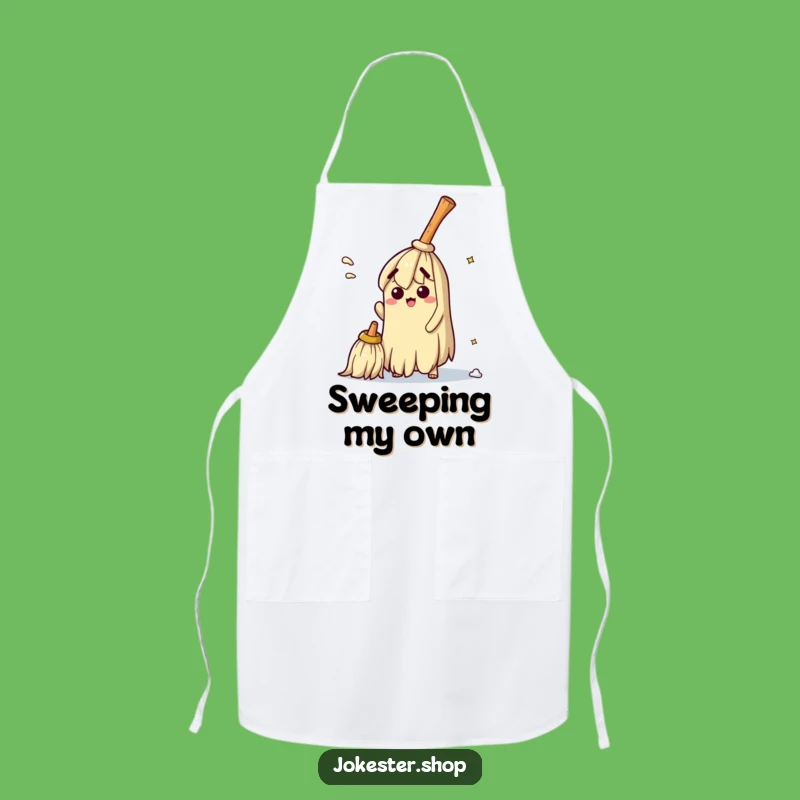 Funny Bewildered Broom Apron - Hilarious Kitchen Gift for Messy Cooks