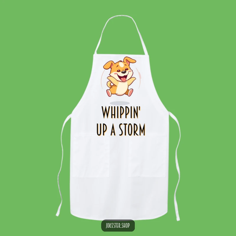 Funny Dizzy Dog Tail Chase Apron - Hilarious Kitchen Fun & Gift