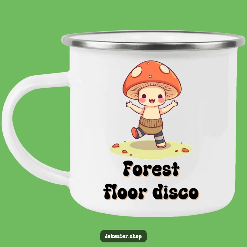 Funny Mushroom Dance Camping Mug: Mismatched Socks Adventure, Hilarious Outdoor Gift!