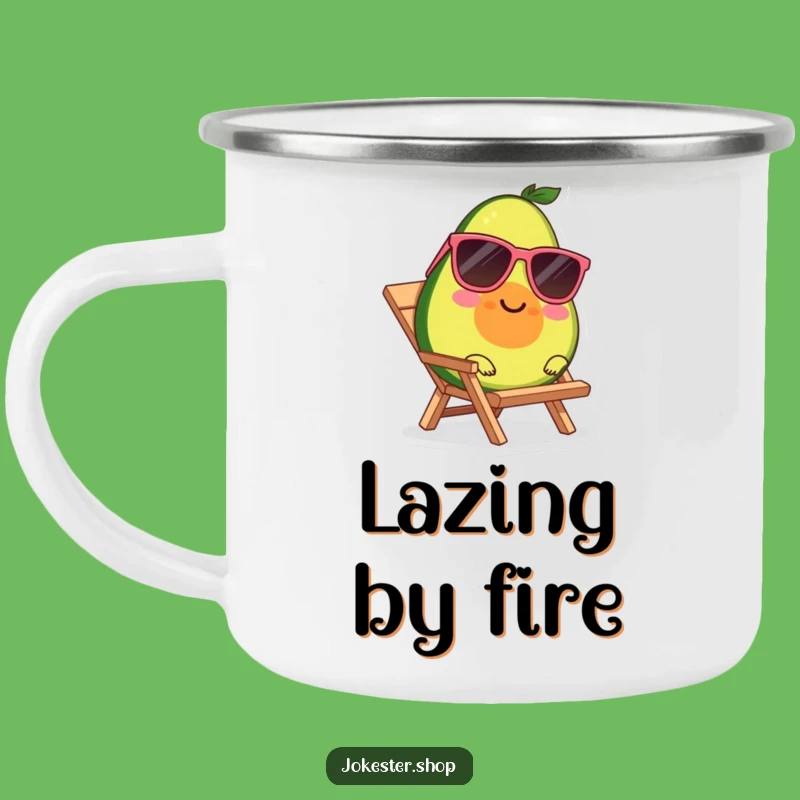 Funny Avocado Camping Mug - Sunglasses Beach Lounger Enamel Cup Funny Gift