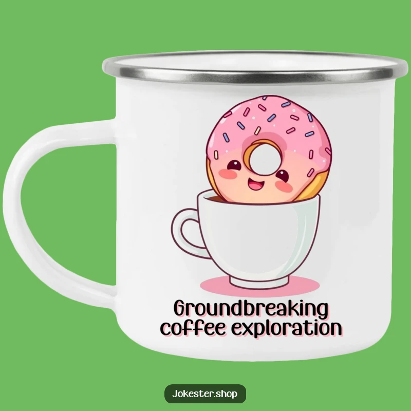 Funny Giggling Donut Camping Mug: Adventure Fuel for Your Coffee Break