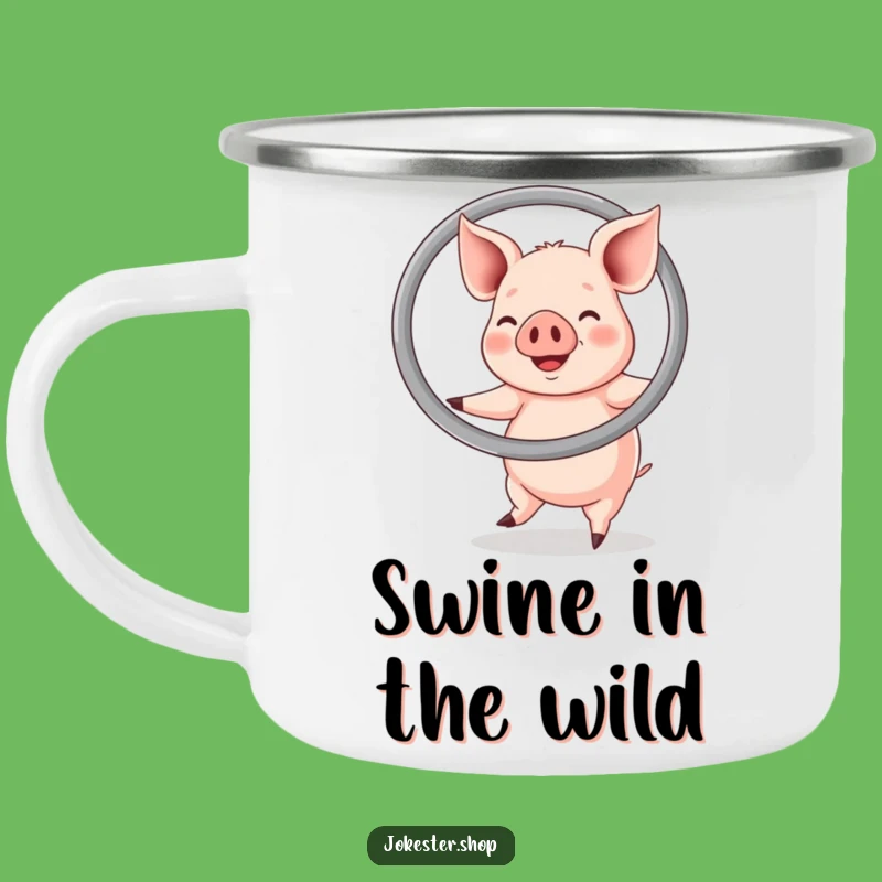 Funny Happy Pig Hula Hoop Camping Mug - Durable Fun and Gift