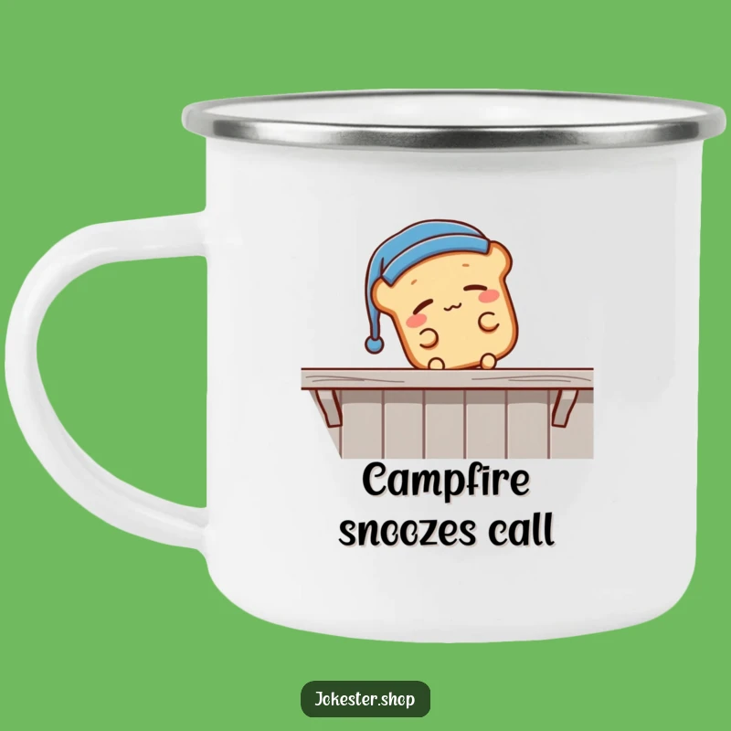 Funny Sleepy Bread Falling Camping Mug - Outdoor Nap Time Cartoon Gift!