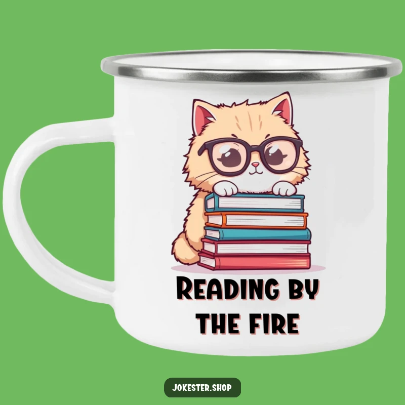 Funny Cat Glasses Camping Mug - Bookish Brews, Perfect Funny Gift