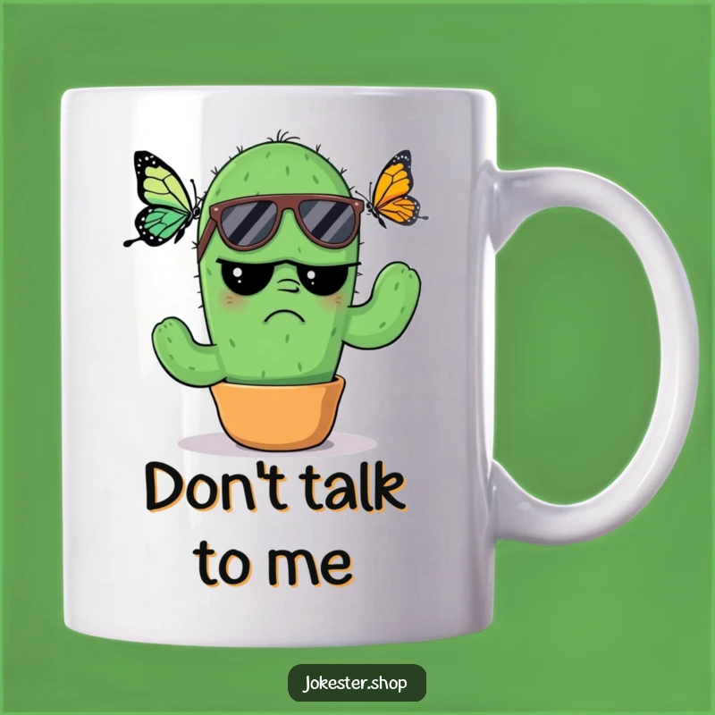 Funny Grumpy Cactus Mug: Annoyed by Butterfly, Hilarious Gift for Cynics!