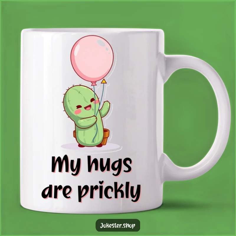 Funny Cactus Balloon Hug Mug - Hilarious Gift for Prickly Personalities!