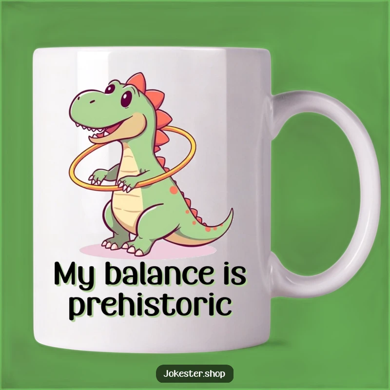 Funny Dinosaur Hula Hoop Fail Mug, Hilarious Gift for Clumsy Friends