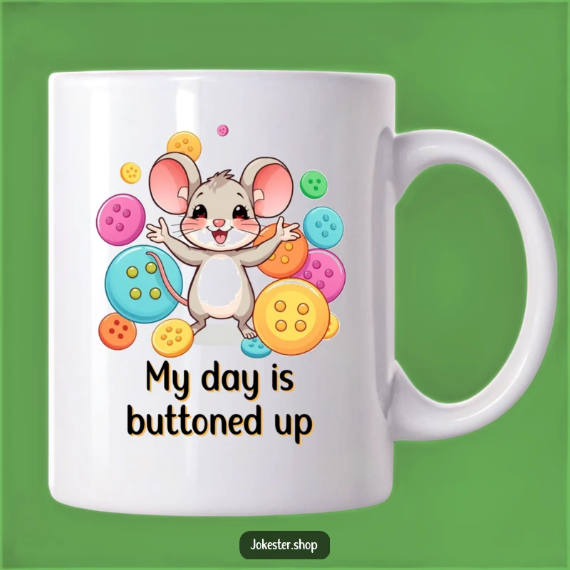 Funny Mouse Buttons Mug: Hilarious Juggling Gift for Crafty People