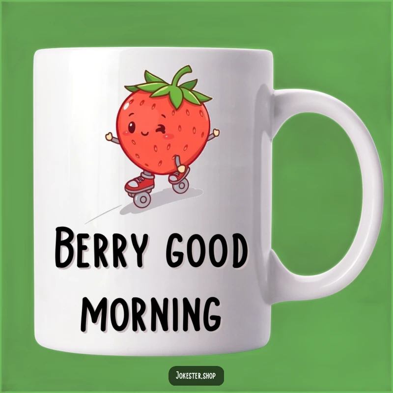 Funny Strawberry Roller Skate Mug - Wobbly Fruit Fun, Perfect Funny Gift