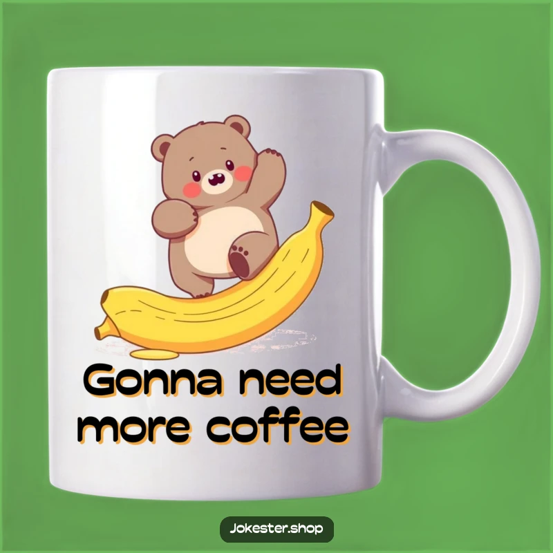 Funny Bear Banana Slip Mug - Hilarious Gift for Clumsy Naturists
