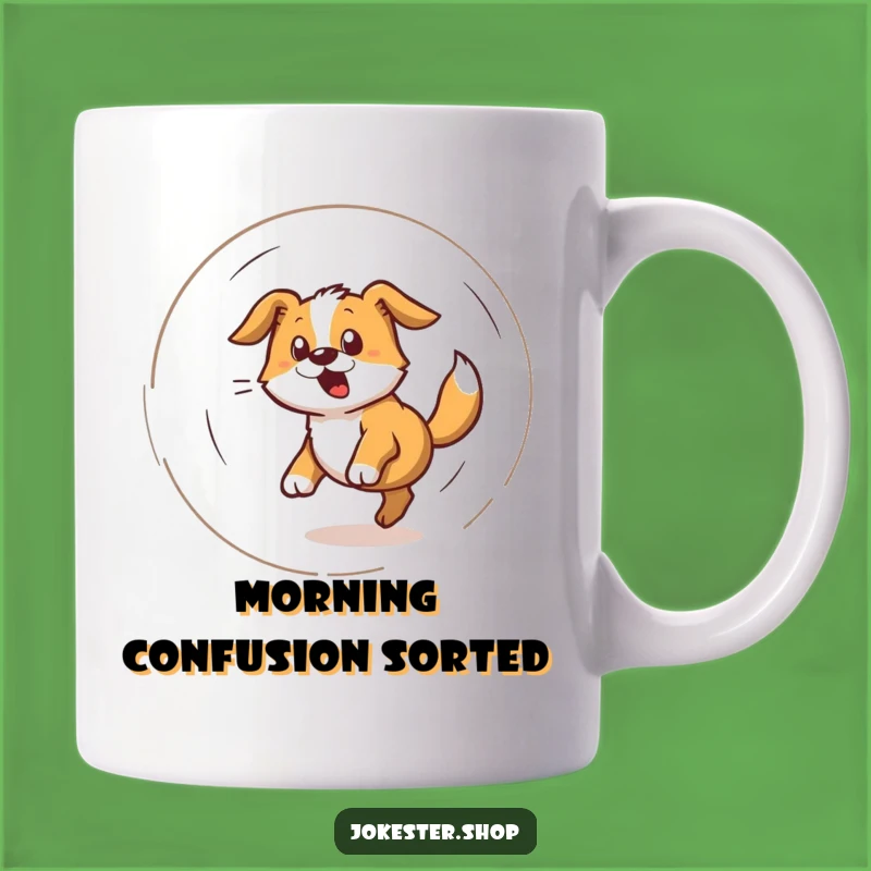 Funny Dog Tail Chasing Mug - Hilarious Gift for Dizzy Dog Lovers