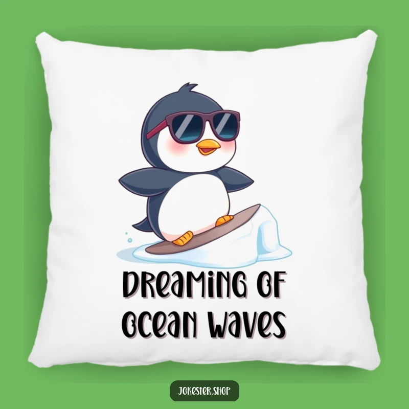 Funny Penguin Surfer Pillow - Cozy π and Hilarious Ice Floe Decor