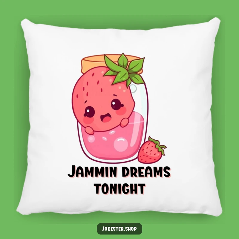 Funny Surprised Strawberry Jam Jar Pillow - Cozy Cartoon Comfort Gift!