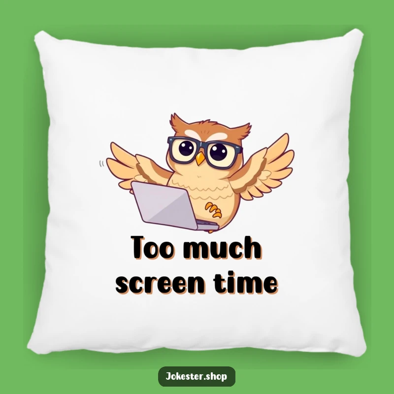 Funny Confused Owl Pillow: Cozy Tech Struggle Comfort, Perfect Gift!