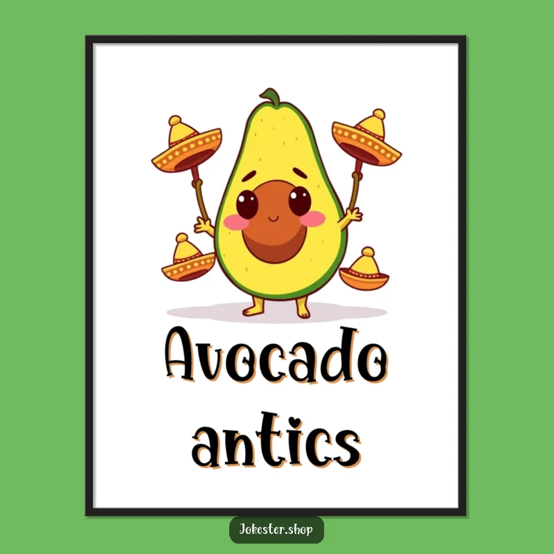 Funny Avocado Fiesta Digital Art - Vibrant Decor, Instant Funny Gift