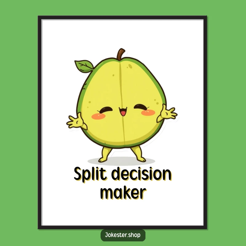 Funny Avocado Split Digital Print: Confident Fruit Wall Art for a Hilarious Gift
