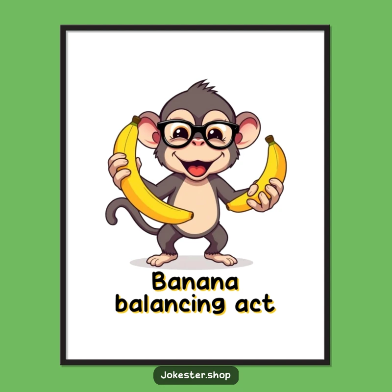 Funny Monkey Juggling Bananas Digital Art Print - Instant Whimsical Decor