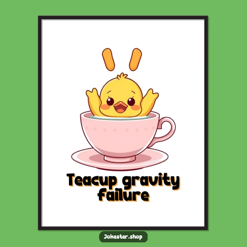 Funny Rubber Ducky Teacup Digital Art: Surprise Wall Decor, Hilarious Gift Print!