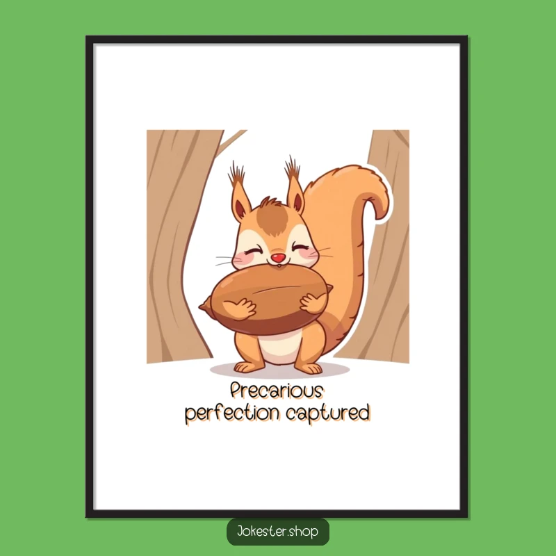 Funny Squirrel Nut Balance Digital Art Print - Instant Hilarious Download
