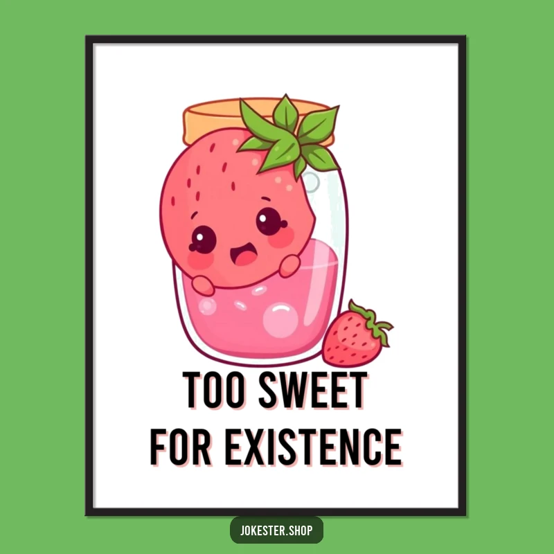 Funny Surprised Strawberry Jam Jar Digital Art - Instant Cartoon Surprise Gift!