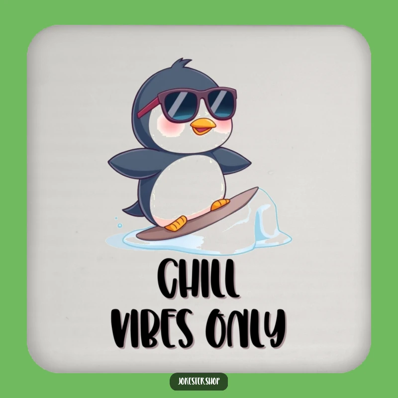 Funny Penguin Surfer Drink Coaster - π Cool Protection for Your Surfaces