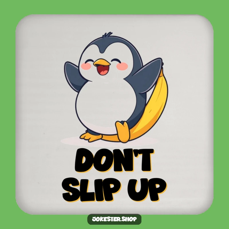 Funny Penguin Coaster - Banana Peel Slip Drink Protector for Tables Funny Gift