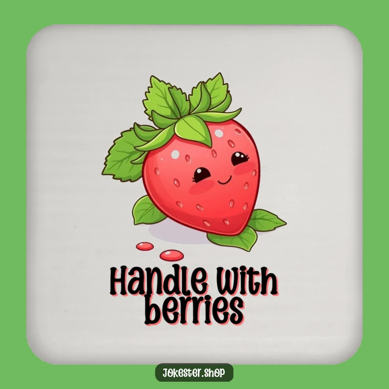 Funny Strawberry Trip Coaster: Blushing Fruit Protector for a Hilarious Gift