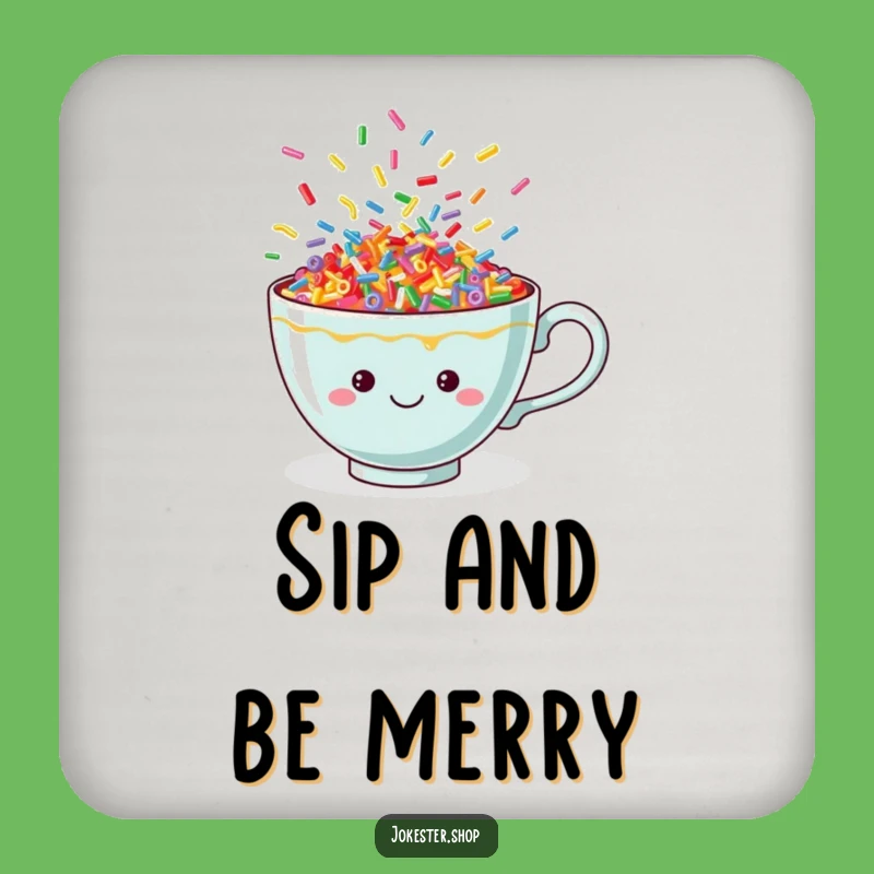 Funny Sprinkle Teacup Drink Coaster: Protect Surfaces with Cheerful, Colorful Art