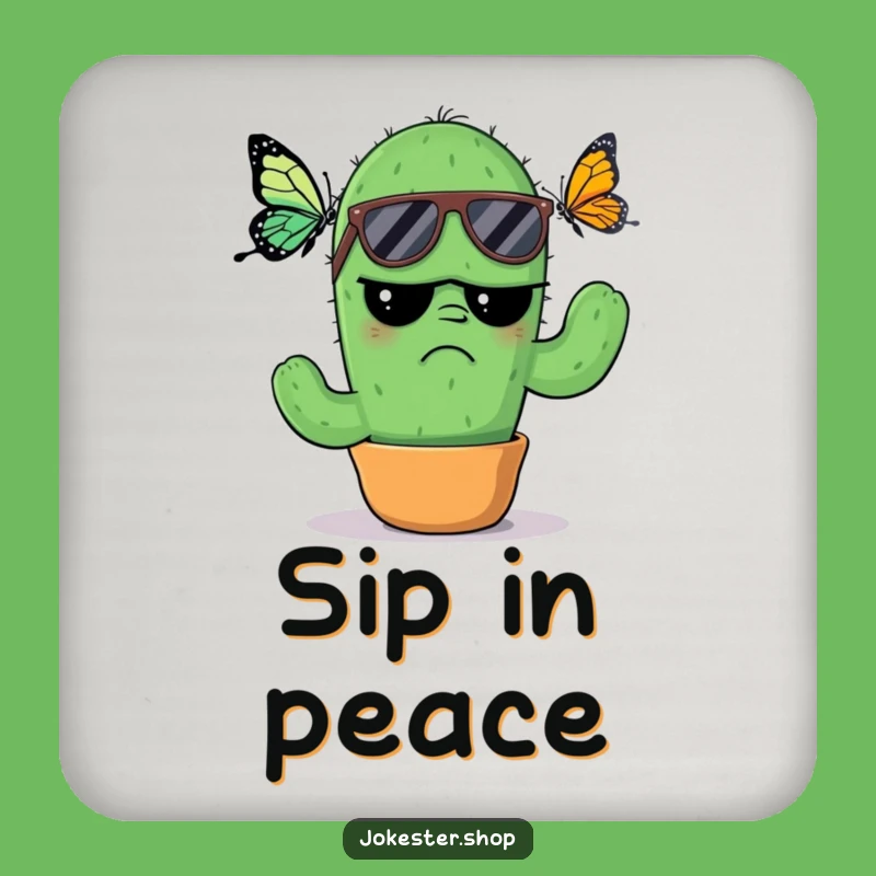 Funny Grumpy Cactus Coaster: Cool Protection, Annoyed Style Gift!