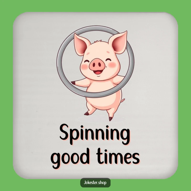 Funny Happy Pig Hula Hoop Drink Coaster - Joyful Protection for Surfaces