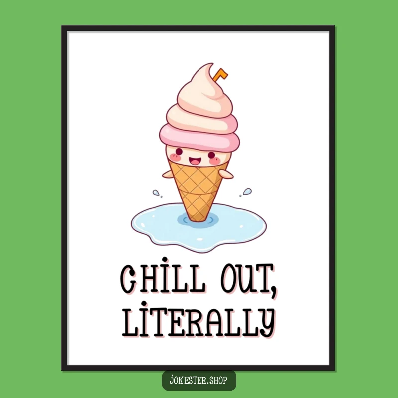 Funny Ice Cream Slipping Poster - Add Sweet Humor to Your Walls