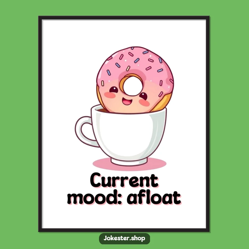 Funny Giggling Donut Poster: Brighten Your Space with Coffee-Inspired Humor