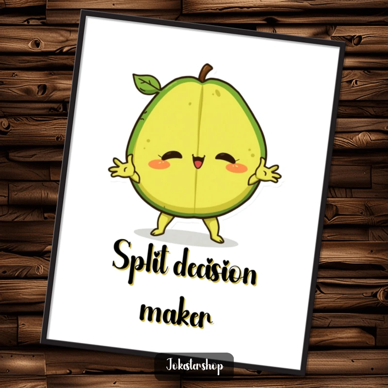Funny Poster displaying a confident avocado in a dramatic split pose, adding a touch of humor to decor.