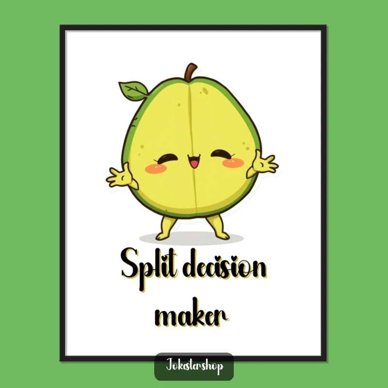 Funny Avocado Split Poster: Vibrant Confident Fruit Art for a Hilarious Gift