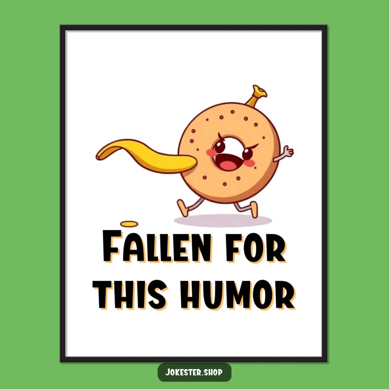 Funny Banana Peel Bagel Poster: Wall Art That Trips You Up with Laughter, Gift Idea!