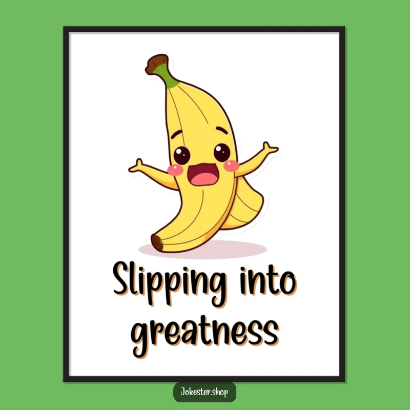 Funny Banana Peel Slip Poster - Hilarious Cartoon Wall Art