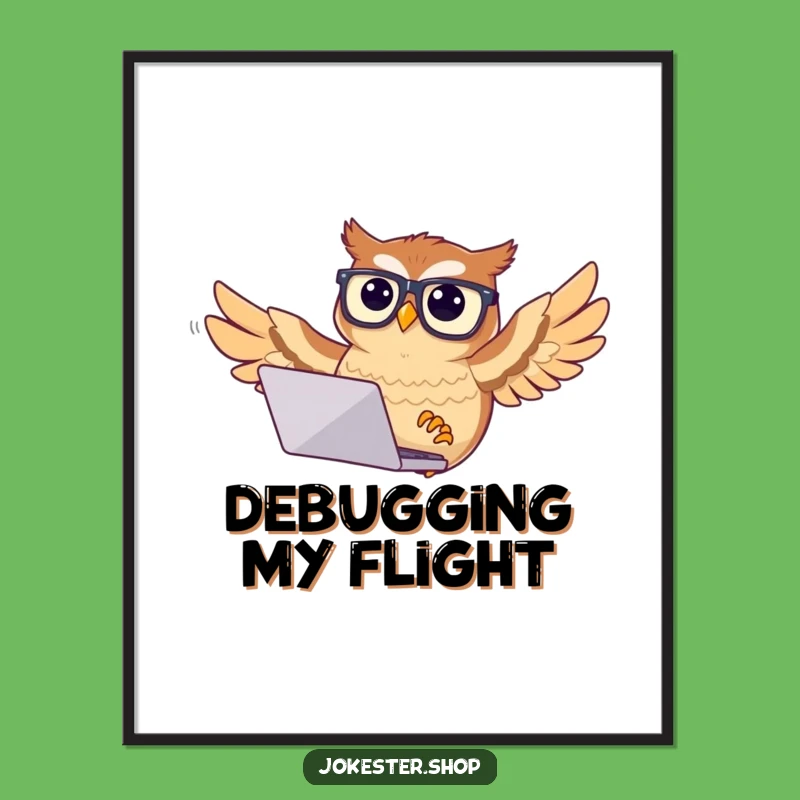 Funny Confused Owl Poster: Hilarious Tech Art, Perfect Gift!
