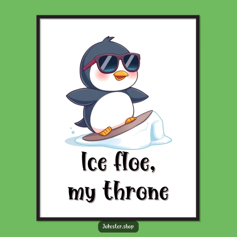 Funny Penguin Surfer Poster - π Cool Vibes Wall Art and Funny Gift