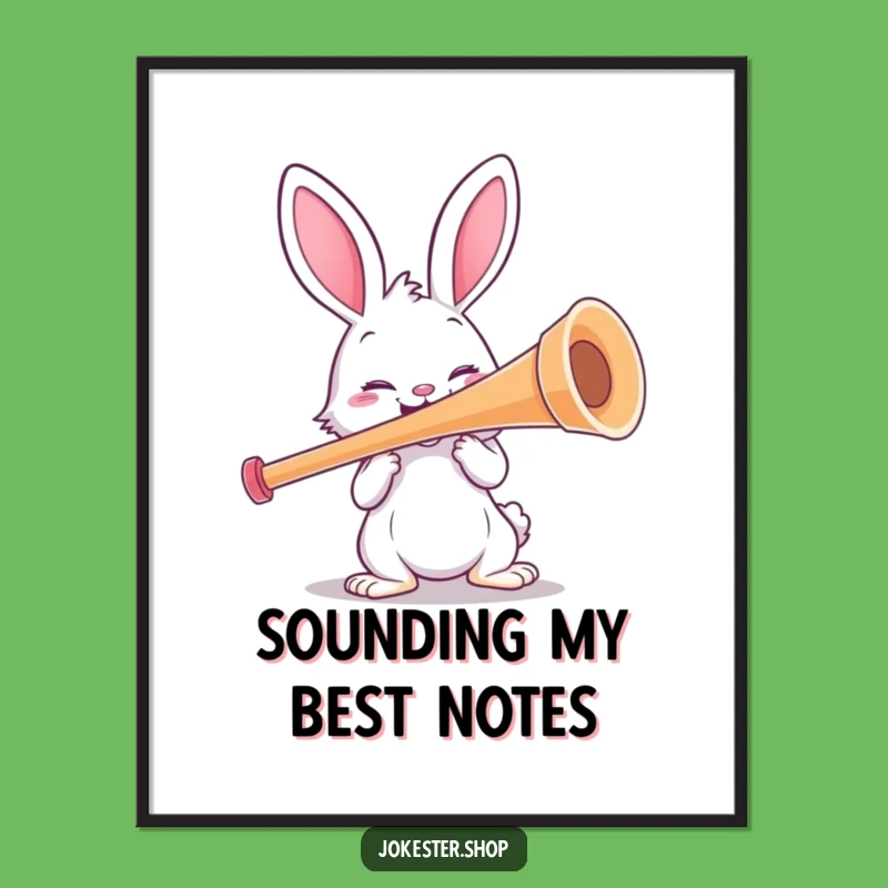 Funny Rabbit Kazoo Art Print: Hilarious Musical Decor for a Cheerful Home