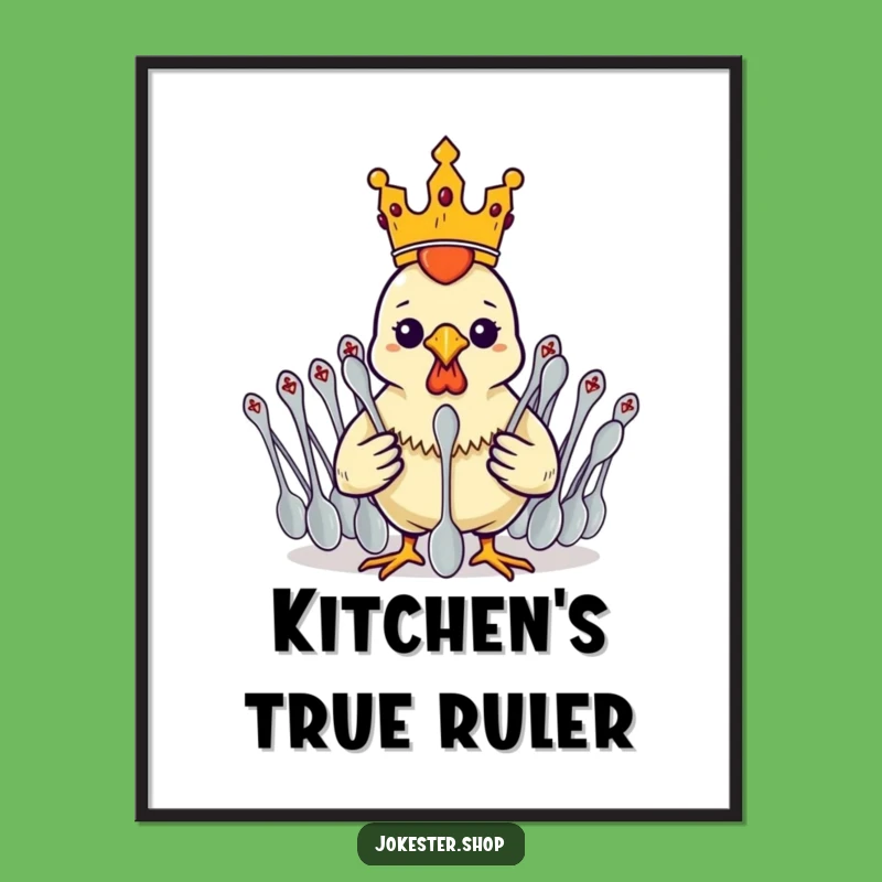 Funny Rubber Chicken King Poster - Spoon Army Commander Art