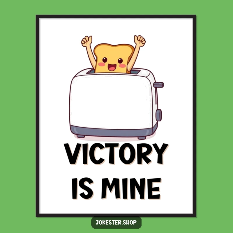 Funny Toast Triumph Poster - Whimsical Breakfast Art, Perfect Funny Gift