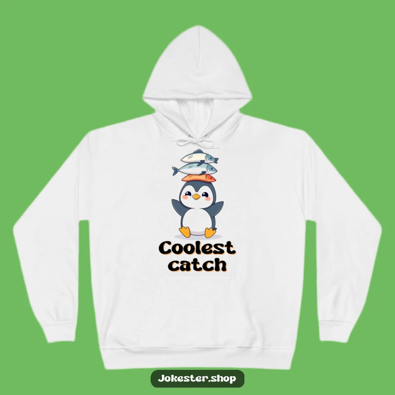 Funny Penguin Fish Hoodie - Cozy Winter Wear, Perfect Funny Gift