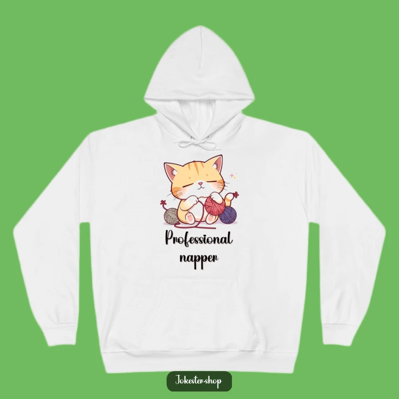 Funny Sleepy Cat Juggling Hoodie: Cozy Nap Wear, Perfect Gift
