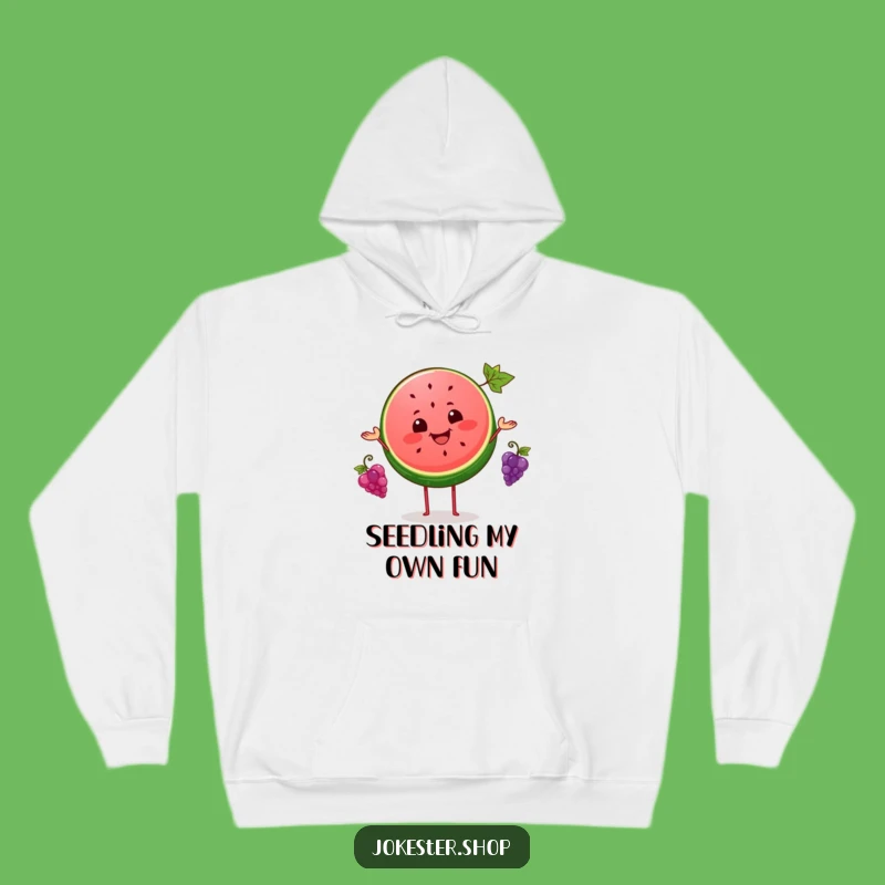 Cozy Funny Watermelon Juggling Grapes Hoodie - Warm and Humorous Apparel for Fun Lovers
