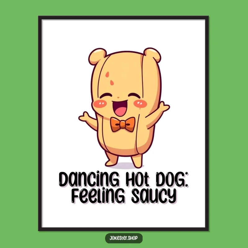 Funny Free Printable Wall Art: Dancing Hot Dog Decor for a Humorous Downloadable Gift