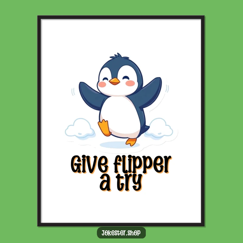 Funny Free Printable Wall Art: Penguin Flight Attempt - Quirky Downloadable Decor