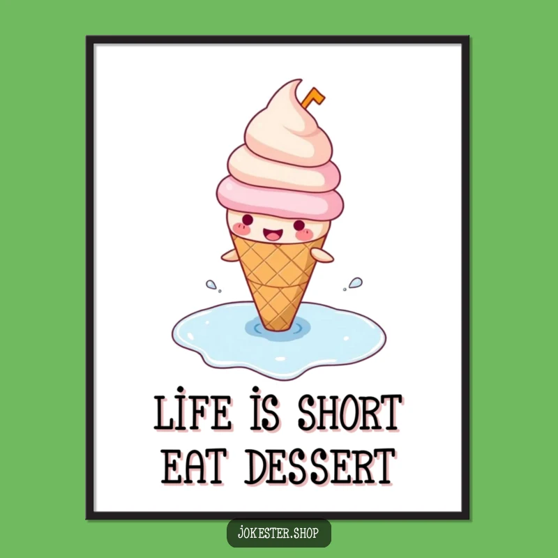 Funny Free Printable Wall Art: Slipping Ice Cream Cone, Humorous Downloadable Decor