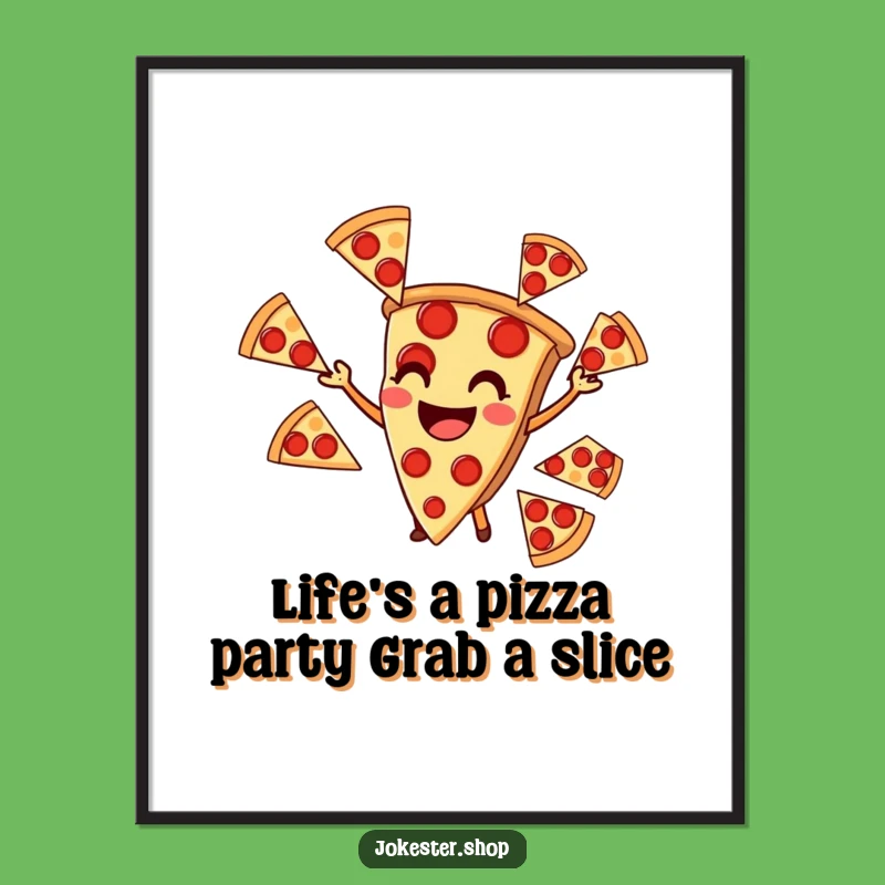 Free Printable Wall Art: Juggling Pizza Delight - Funny Downloadable Decor for Foodies