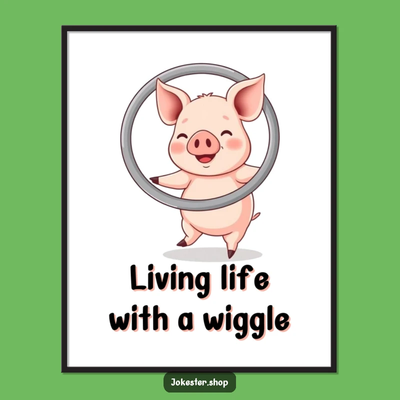 Free Printable Wall Art: Happy Pig Hula Hoop Fun for a Funny Downloadable Decor Gift